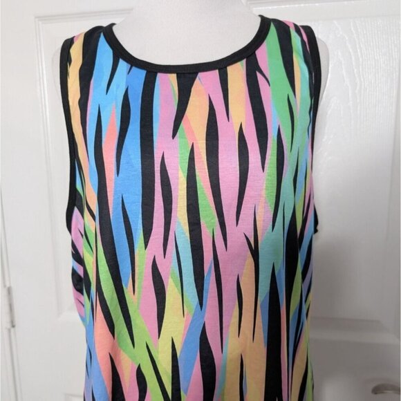 NEW iEDM Tiger Stripe Tunic Dress Womens Size Med Colorful Sleeveless Pullover - Picture 2 of 11